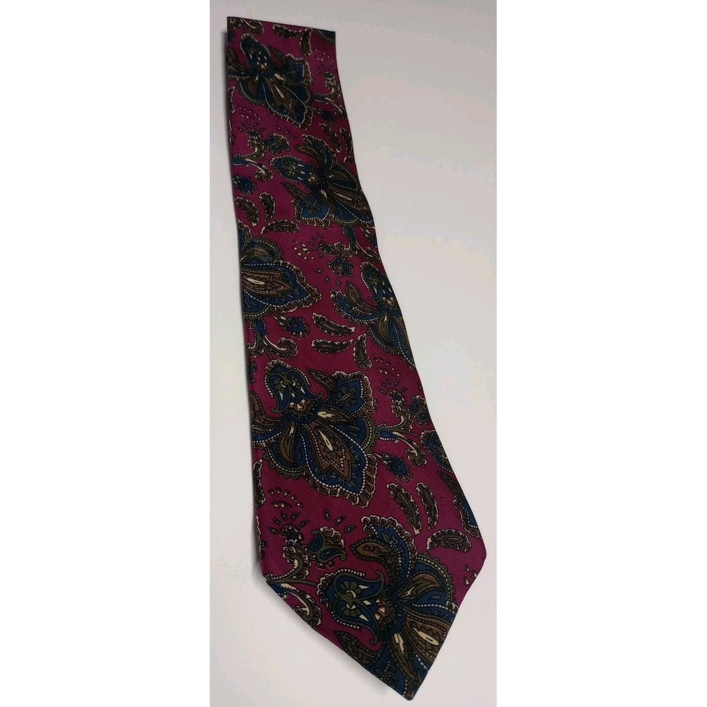 Jsaco‎ Men's 100% Silk Purple Gold Blue Floral Paisley Tie Necktie